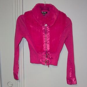 🧨3/110$🧨 Dollskill Vibrant Pink Jacket with Faux Fur